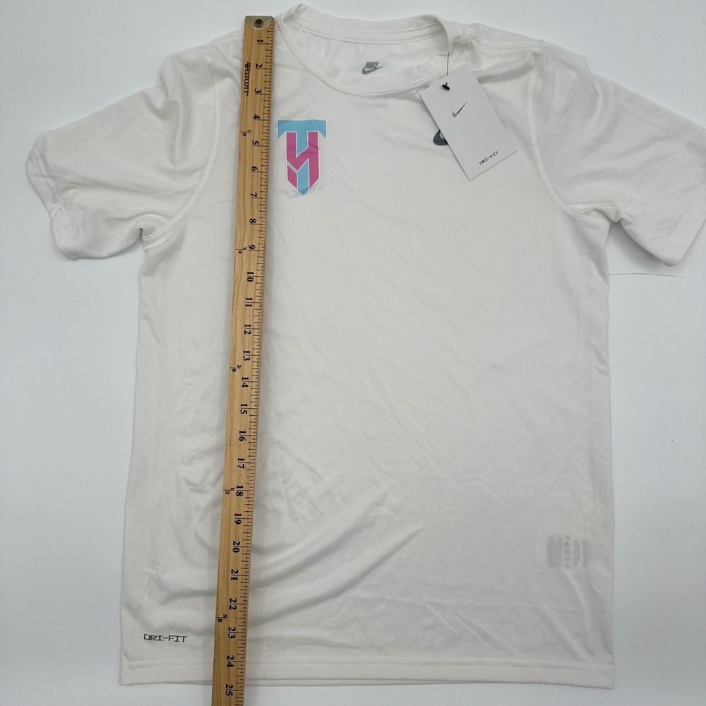 Nike Boys Dri-FIT Training T-Shirt White Pink Blue TM Graphic XL 840178-100 NWT - Picture 4 of 10